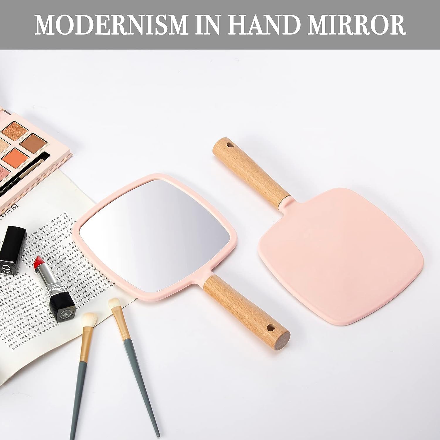 AAQVEX Pink Portable Multipurpose Lightweight Mirror Compact Hand-Fit Size for Daily Use perfact for Makeup, Travel, and Personal Care - (Pack of - 1) (1, Square) 3