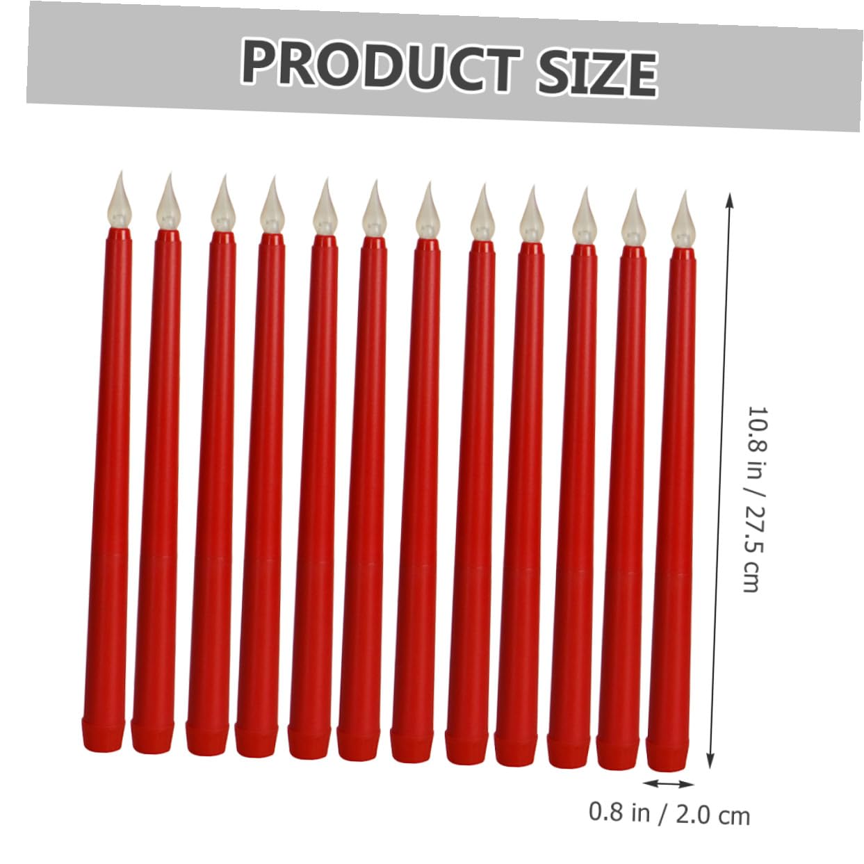 STOBAZA 12 Candele LED senza Fiamma Coniche Rosse, Luci a Batteria per Decorazioni Natalizie, Feste, Matrimoni e Ambienti Interni, Effetto Luce Calda Simulata, Set da 12 Pezzi in Plastica