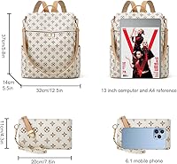 Vista 4 de Makes Mochila para mujer, mochila de viaje de piel sintética, diseño convertible con bolso, 2 piezas