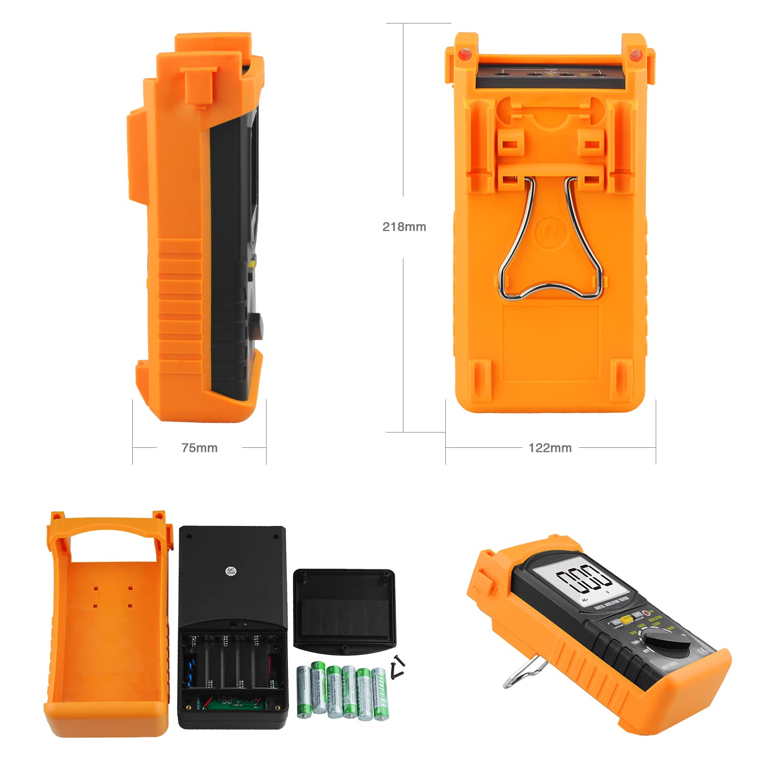 BTMETER Megaohmmetro 200 Gig Ohm Tester di Resistenza di Isolamento Digitale, Tensione di Prova 500V/1kV/2.5kV/5kV, Auto Ranging, Display Retroilluminato