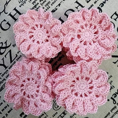    2'' Handmade Crochet Flowers Embellishments Appliques for Crafts, Flower Garland, Clothing, Headbands, Hats, Gift Package Needs, Pack of 20