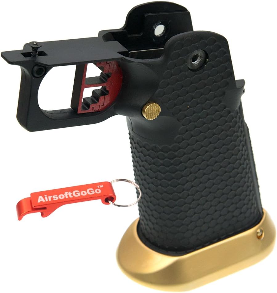 AW Type 3 IPSC Grip Set for Marui/WE Hi-Capa 5.1, 4.3 Airsoft GBB (Black & Gold)