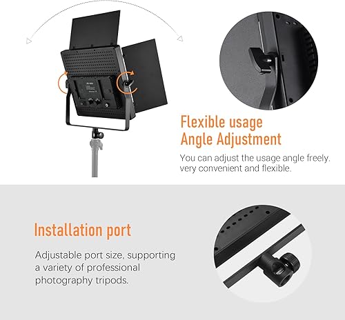 Miniatura 4 de Andoer Luz de video LED con kits de iluminación, panel de luz LED bicolor de 60 W, 1024 piezas de cuentas LED 3200K-5600K regulable serie DCNP