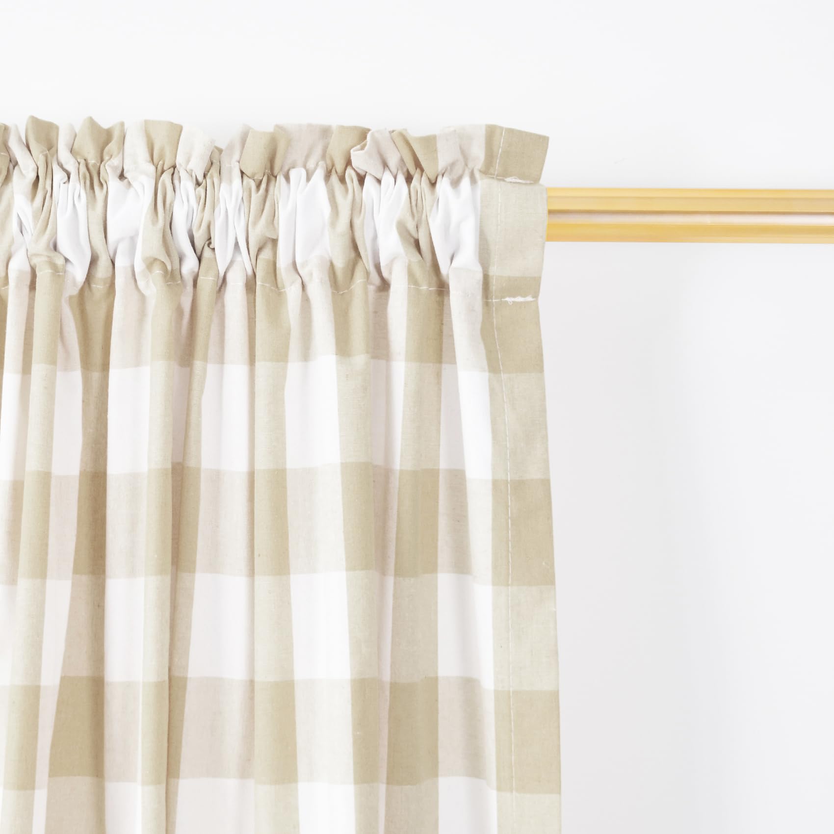 Amazon.com: Beige and White Buffalo Gingham Check Curtain 95