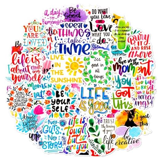 Pegatinas Frases Motivadoras 100 Pcs Stickers Citas Positivas, Pegatinas Vinilo Impermeable, Pegatinas para Pc Ordenador Portatil Agenda Scrapbook Skate Maletas Movil Journal Patinete Macbook Bici etc