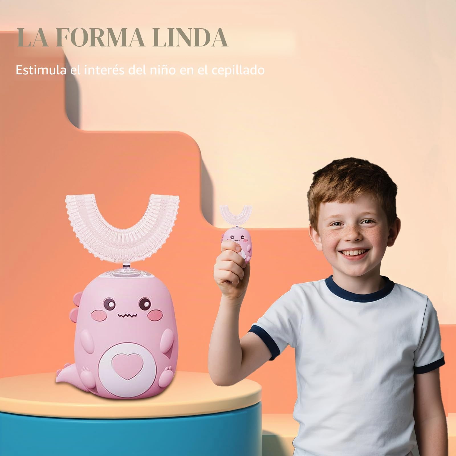 Cepillo de dientes ultrasónico de 360º para niños, cepillo de dientes eléctrico con 2 cabezales cepillo de silicona en forma de U, recargable e impermeable, para el hogar, viajes, uso (verde 6 ~ 12