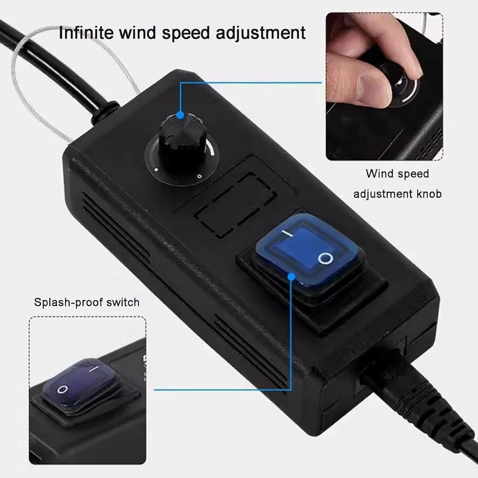 Ventilatore per fotografia, 120 W, portatile, con controllo della velocità variabile e testa regolabile a 180°, 2600 giri/min, per effetti speciali per film e servizi fotografici