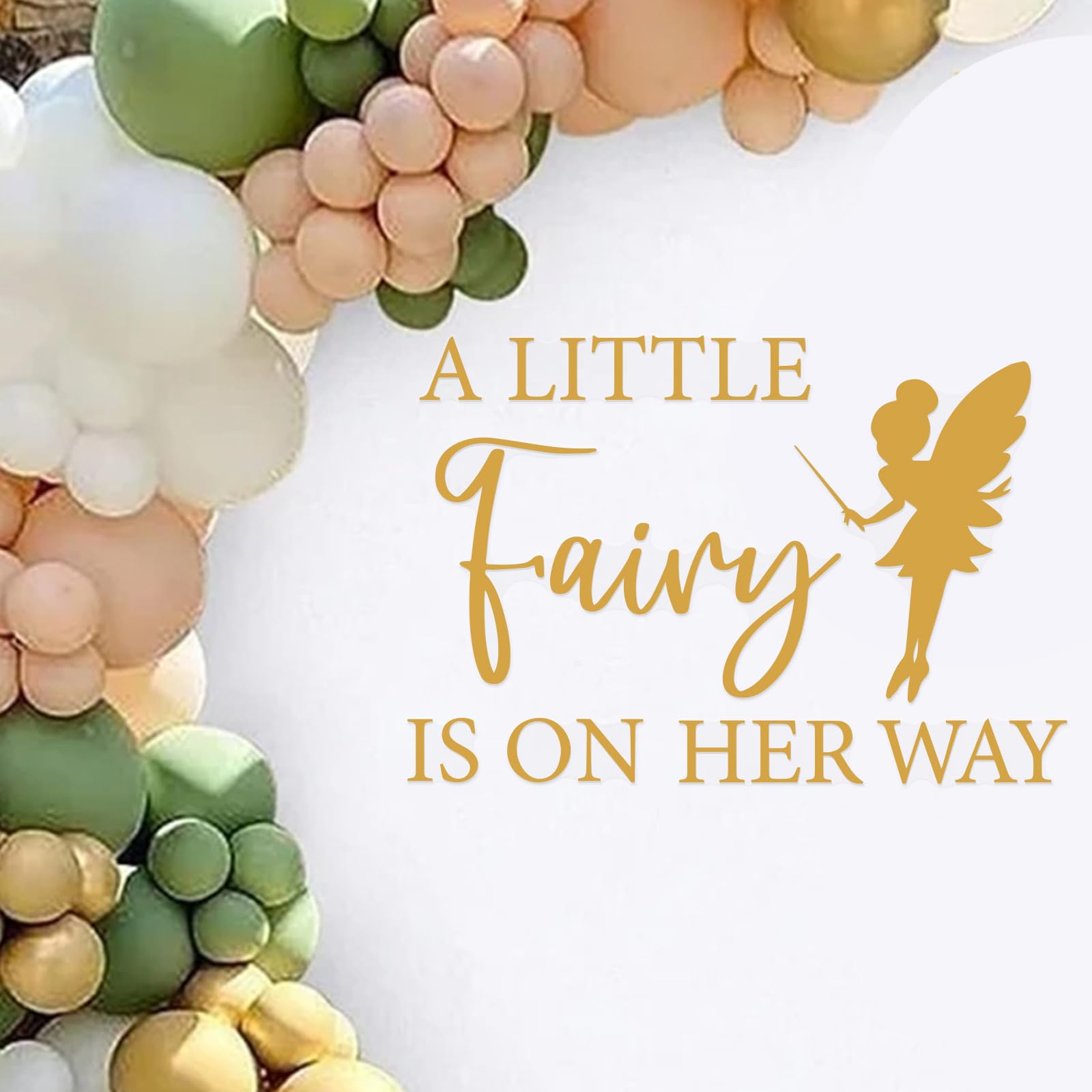 A Little Fairy is on The Way Decal for Backdrop, Fairy Baby Shower Girl Gender Reveal Party Decorations, Balloon Arch Backdrop Decorations