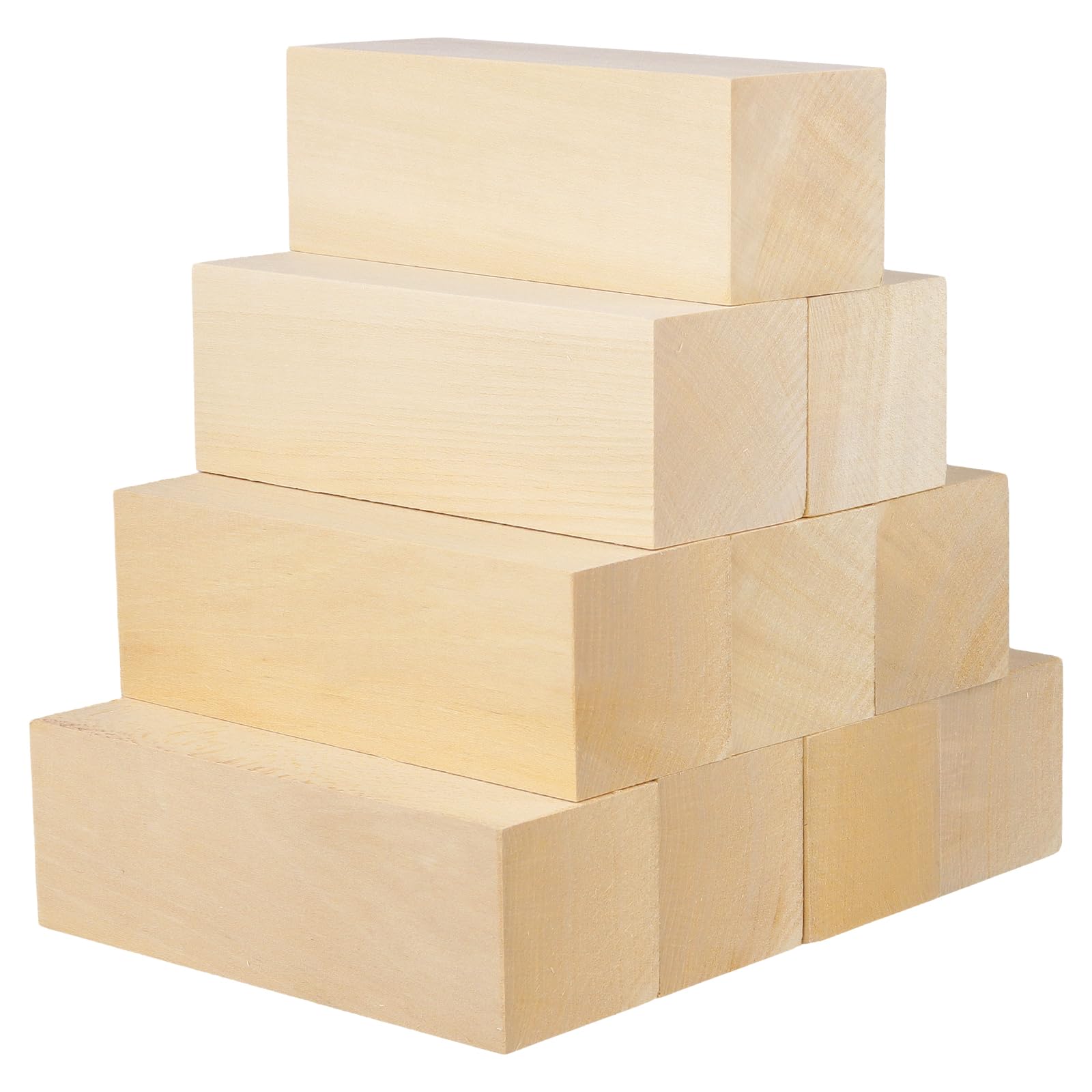 HONYUET 6 x 2 x 2 Inch Basswood Carving Blocks, 15 x 5 x 5 cm Wood Whittling Blocks for DIY Crafts, Set of 10