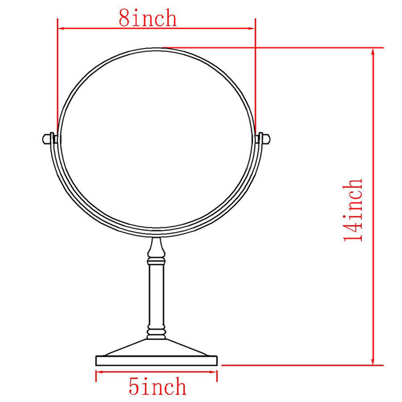 Espejos de Maquillaje de pie Dorados, Espejo de tocador de Doble Cara para encimera con Aumento, Espejos de Afeitar de Mesa giratorios,8 Inch,10X