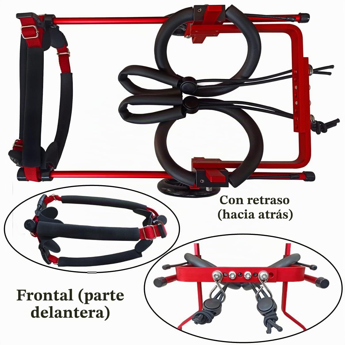 Silla Ruedas Perros, Rehabilitación Patas Traseras,Rojo,XL-2 | Fácil montaje, entrenamiento de rehabilitación para perros con discapacidad y patas traseras débiles,aleación de aluminio