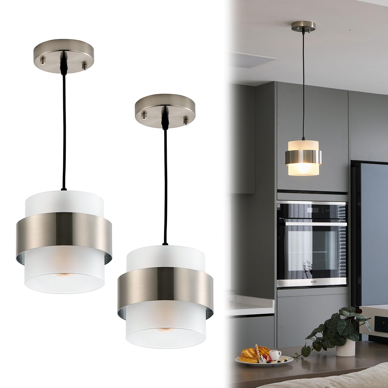 Photo 1 of IkirourI 2-Pack Mini Glass Pendant Lights