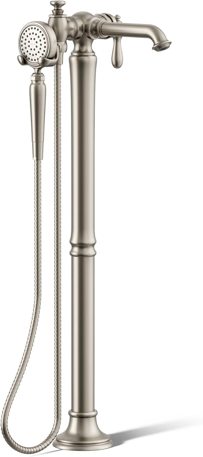 Kohler K-T72790-9M-BN Artifacts Floor Mount Bath Filler Trim with Handshower, Brushed Nickel