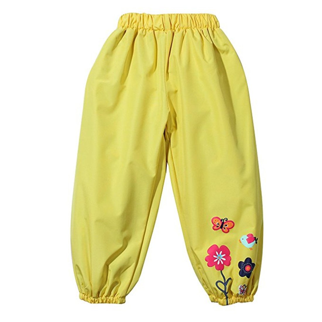 Fairyrain Girls Yellow Little Kids Waterproof Lightweight Floral Windbreaker Outwear Raincoat Hoodies 3T