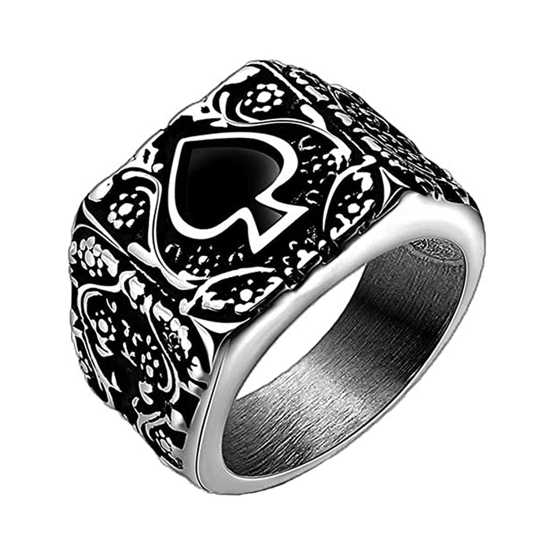 Yellow Chimes Rings For Men Silver Oxidised Spade Designed Stainless Steel Metal Rings For Men And Boys - Size 10 (B0B8ZMWC5N) Amazon Price History, Amazon Price Tracker