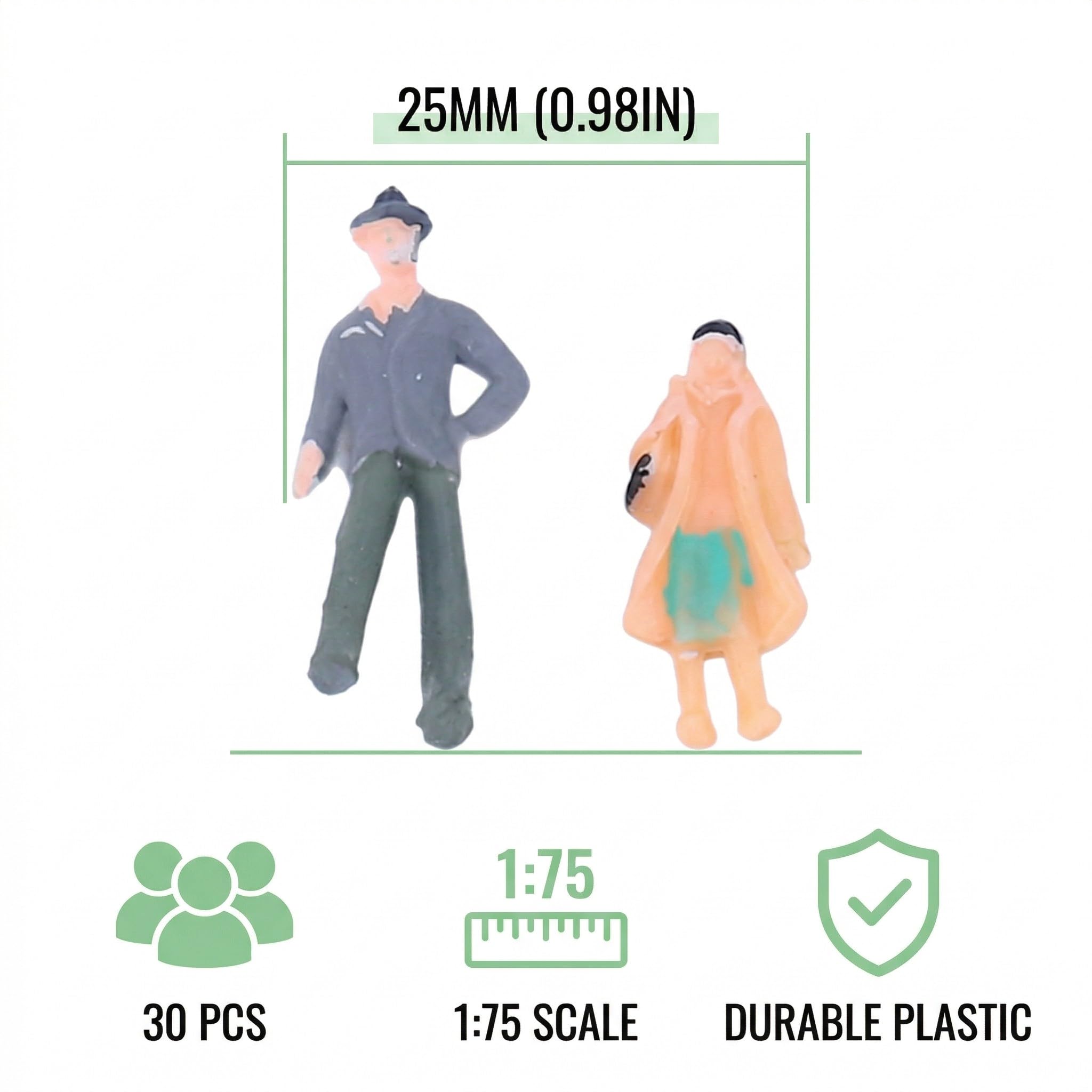 30 Piccole 1:75 Persone Figure Colorate Figurine di Modellini Modello di Persone Mini in Plastico, per Progetti di Pianificazione Architettonica, Decorazione Bonsai
