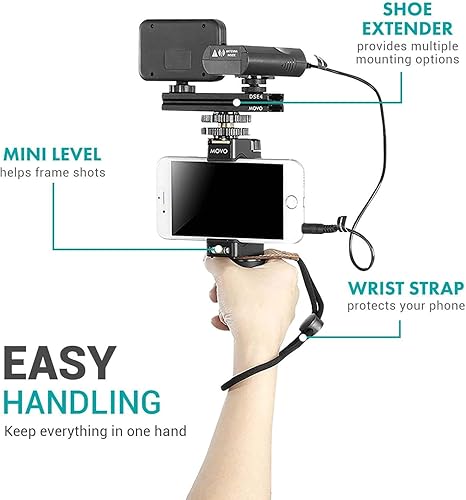 Miniatura 4 de Movo Wireless Smartphone Video Kit V2+ con trípode, agarre, micrófono inalámbrico Lavalier, luz LED y mando a distancia - YouTube Equipment para