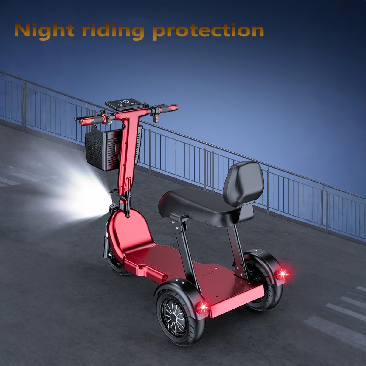 Scooter per Anziani Scooter Leggero Scooter Pieghevole Mobilità Facile Pieghevole Autonomia 20 km Dispositivo per Sedia a rotelle elettrica a 4 Ruote con Faro a LED