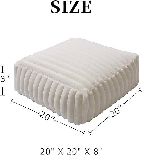 Miniatura 4 de Funda de puf otomano sin relleno suave, asiento extra de almacenamiento, pufs bohemios cómodos de estilo granja, reposapiés de acento, 20x20x8