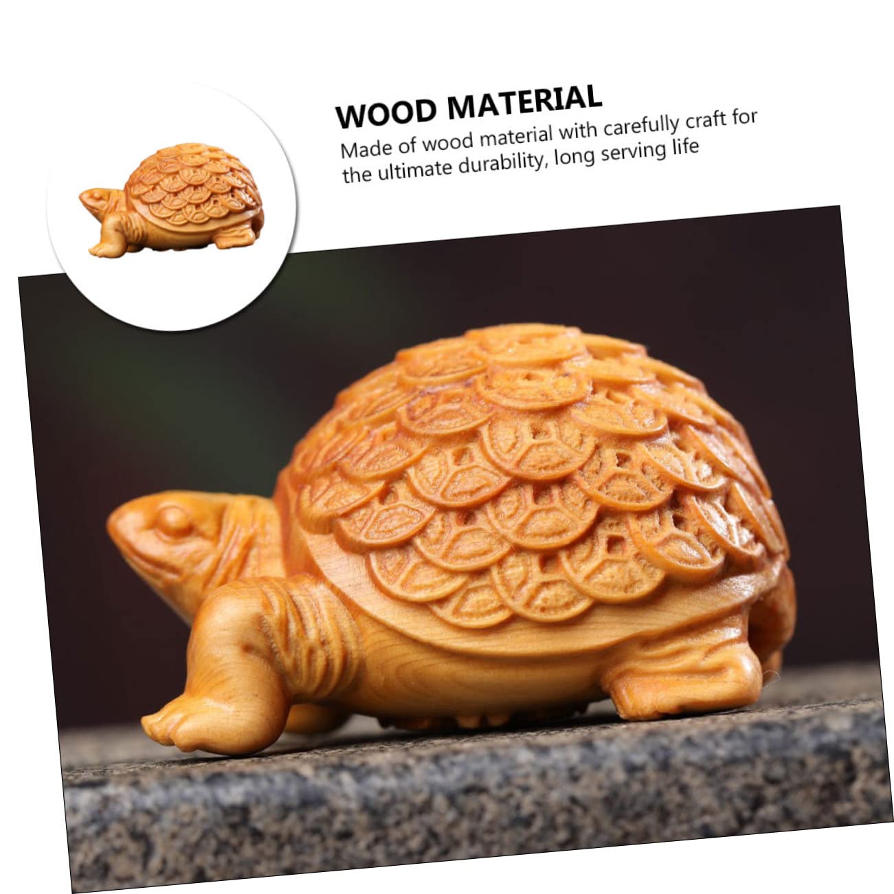 Amazon.co.jp: FRCOLOR 木彫りの亀置物 レトロな木製亀の像 ツゲ彫刻