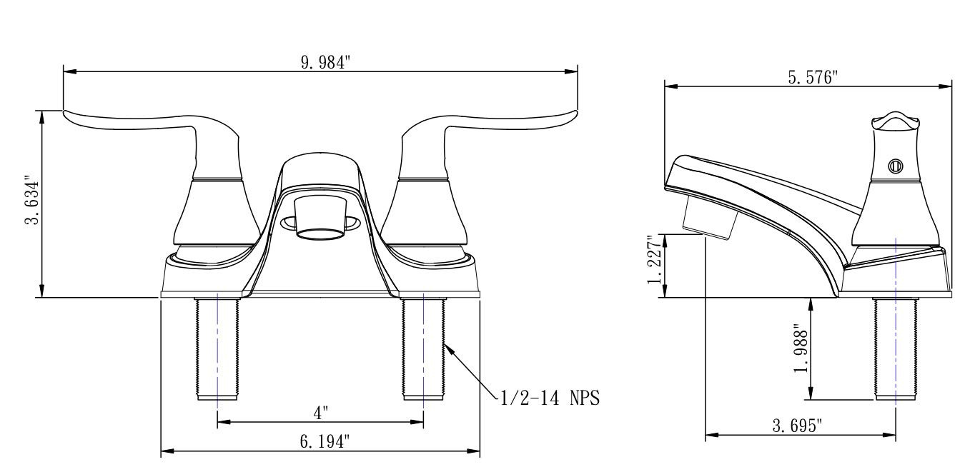 Grifo de baño para autocaravana Dura Faucet DF-PL700LH-MB con palancas de mariposa (negro mate)