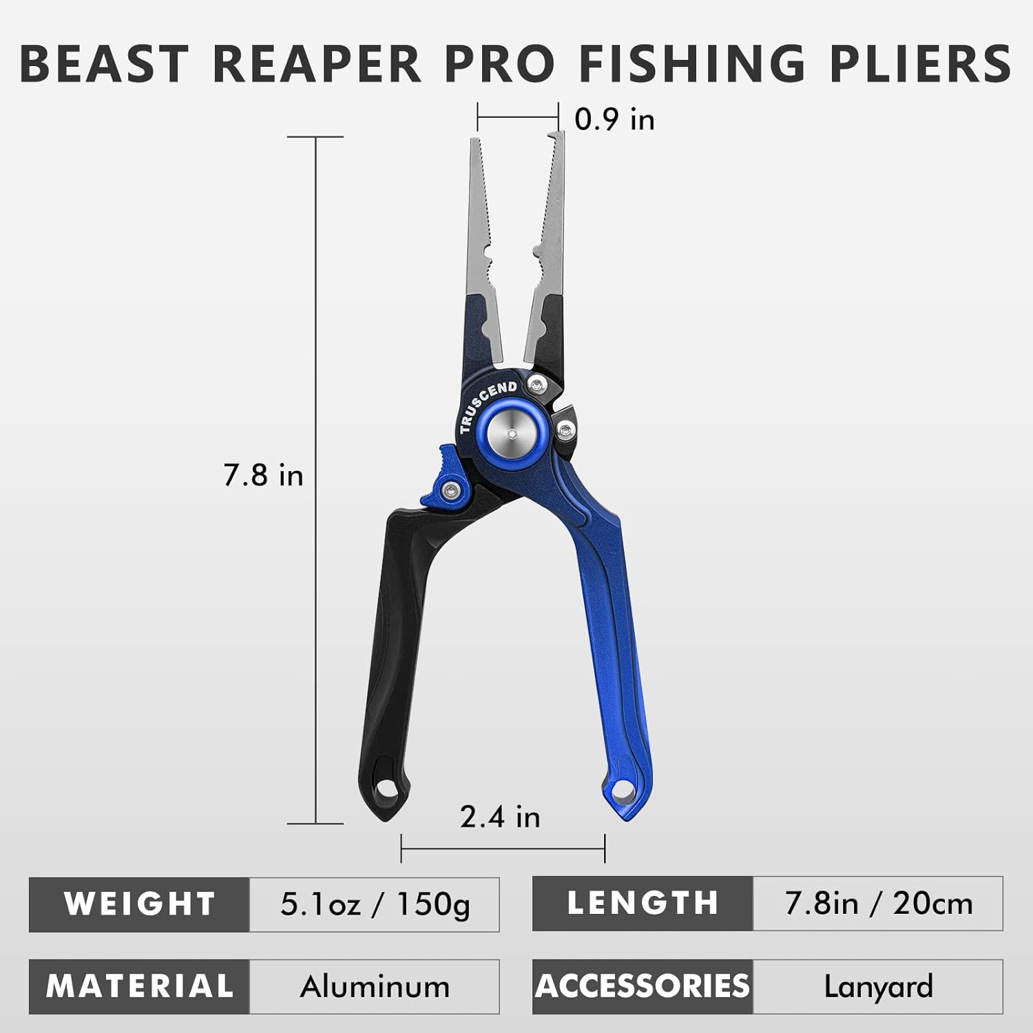 TRUSCEND Unique Lockable Fishing Pliers with Mo-V Blade Cutter, Advanced Split Ring Plier for Saltwater Freshwater, Corrosion Resistant Teflon Coated Multi-Function Fishing Gear, Fishing Gift for Men
