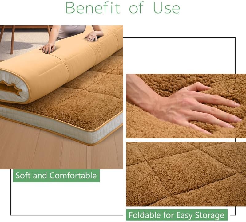 Miniatura 2 de Colchón futón de tamaño individual  Colchón japonés plegable extra grueso  Almohadilla de dormir súper suave y mullida para adultos  Tapete tatami
