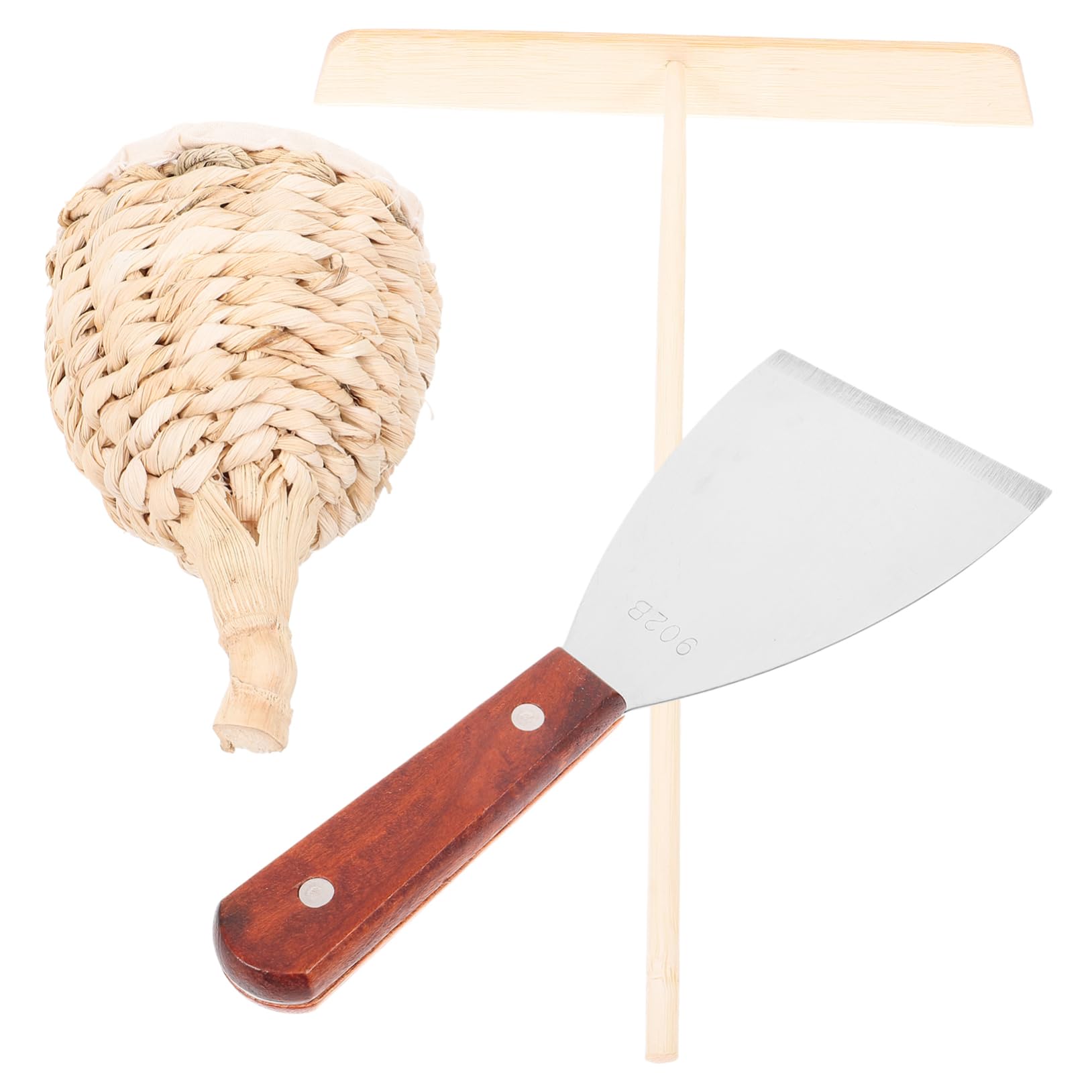 VOSAREA 1Set Crepe Pancake Maker Kit with Spreader and Oil Basting Mop Comfortable Grip Cooking Tool for Pancakes Crepes Fried Eggs and More