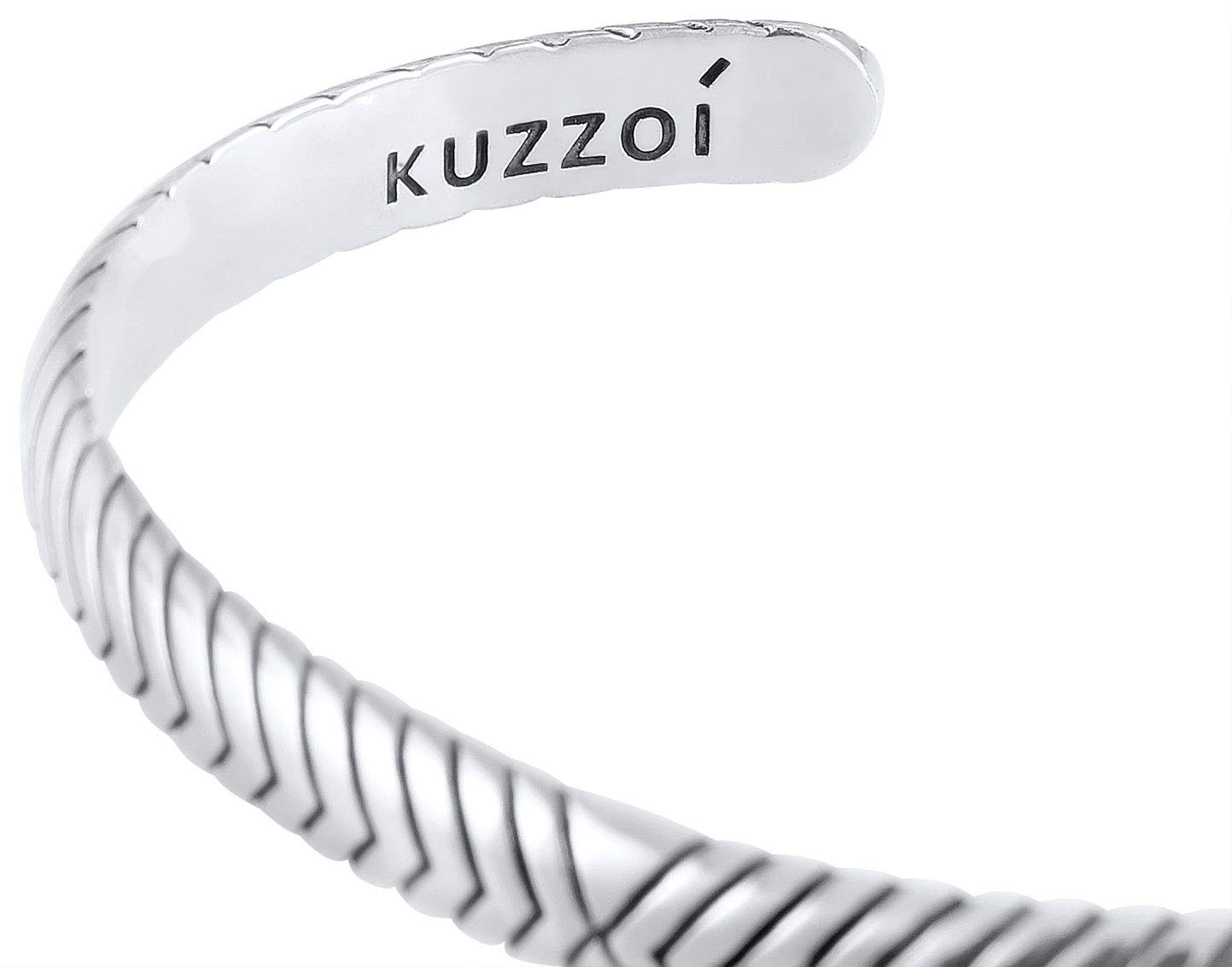 Kuzzoi Buddha Herren 7 mm Silber Armreif offen handgefertigt 925 Silber