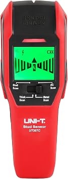 UNI-T UT387C Stud Finder Sensor Wall Scanner, 4 in 1 Electric Wood Detector Center Positioning Finding with LCD Display Buzzer LED Warning 4 Scan Modes for Wood Stud Metal Live AC Wire Deep Detection