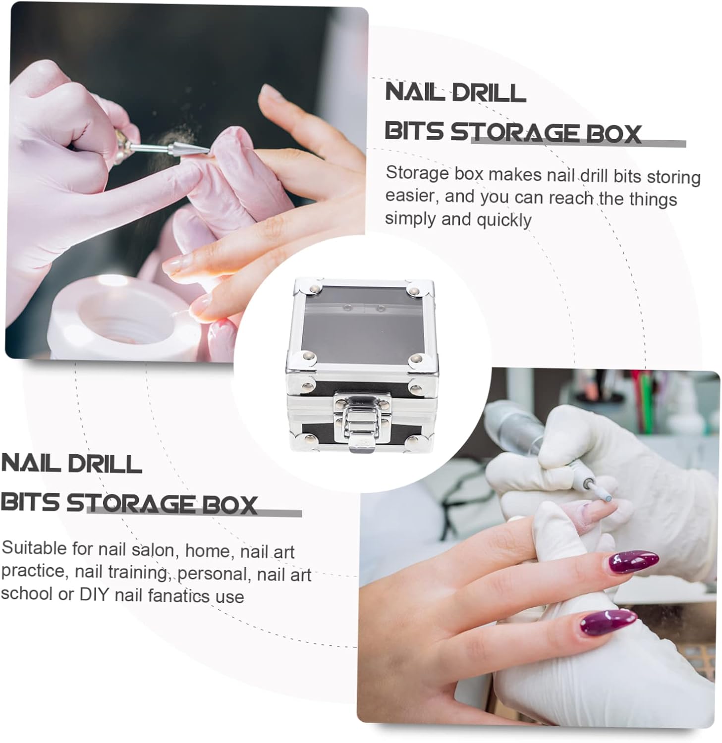 Angoily 2pcs Acrylic Nail Drill Bits Organizer Box for Manicure Tools Stylish Storage Case for Grinding Portable Display Holder for Home and Salon Use Lightweight and