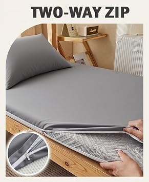 Mattress Fitted Protector Zippered Soft Zipper Fitted Sheet Full Wrap Bed Sheet Cover for Japanese Traditional Futon Mattress(Dark yellow,150x200cm)