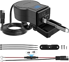 Hoembpn 72W Moto USB Charge Chargeur Étanche IP65 avec Voltmètre LED et Interrupteur on/Off, Câble Rétractable Type-C, QC3.0 PD3.0 Prise USB C à Charge Rapide pour Moto 12V/24V, Bateau, ATV