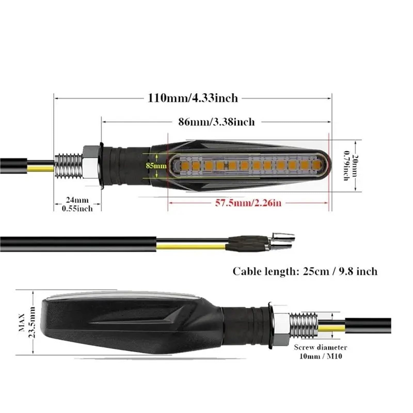 Światła kierunkowskazów Kierunkowskaz Motocykla | Kierunkowskaz motocykla Uniwersalny migający dynamiczny migacz DRL(8 Pcs)