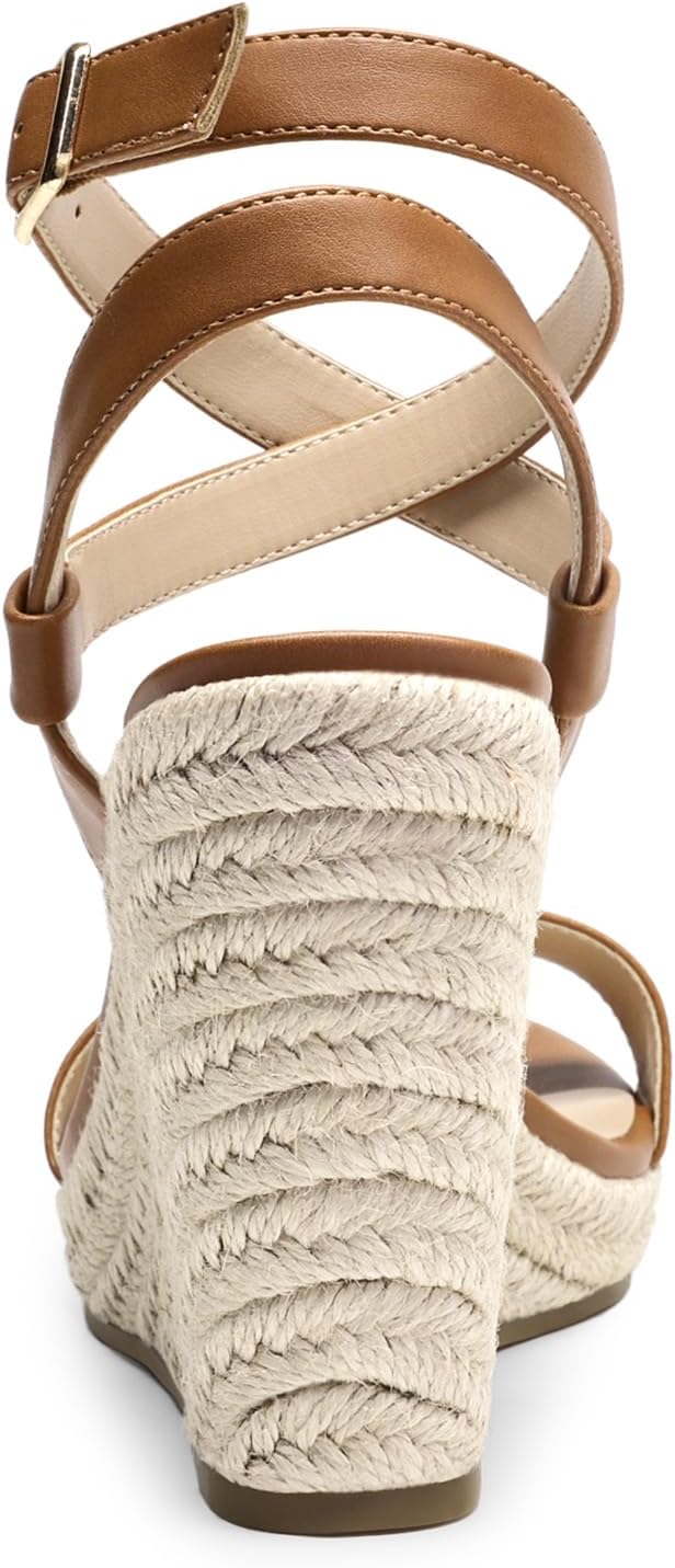 DREAM PAIRS Womens Open Toe Espadrilles Dressy Platform Sandals Buckle Ankle Strap Stylish Wedges Sandals - Image 5