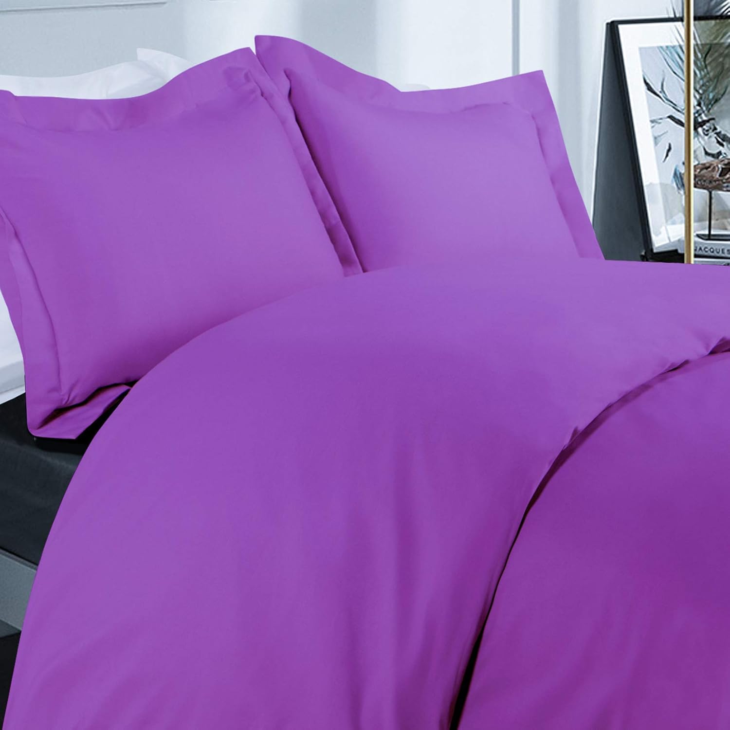 AMAY New Luxury Collection 500tc 3Pcs Duvet Cover Set with Zipper 100% Egyptian Cotton - California Queen Chocolate Solid