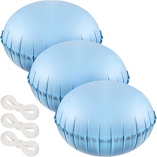 3pcs Pool Pillows for Above Ground Pools - 4ft Dia. Winter Closing Winterizing Kit with Ropes, PVC Ice Equalizer Air Pillow for Support Swimming Pool Covers