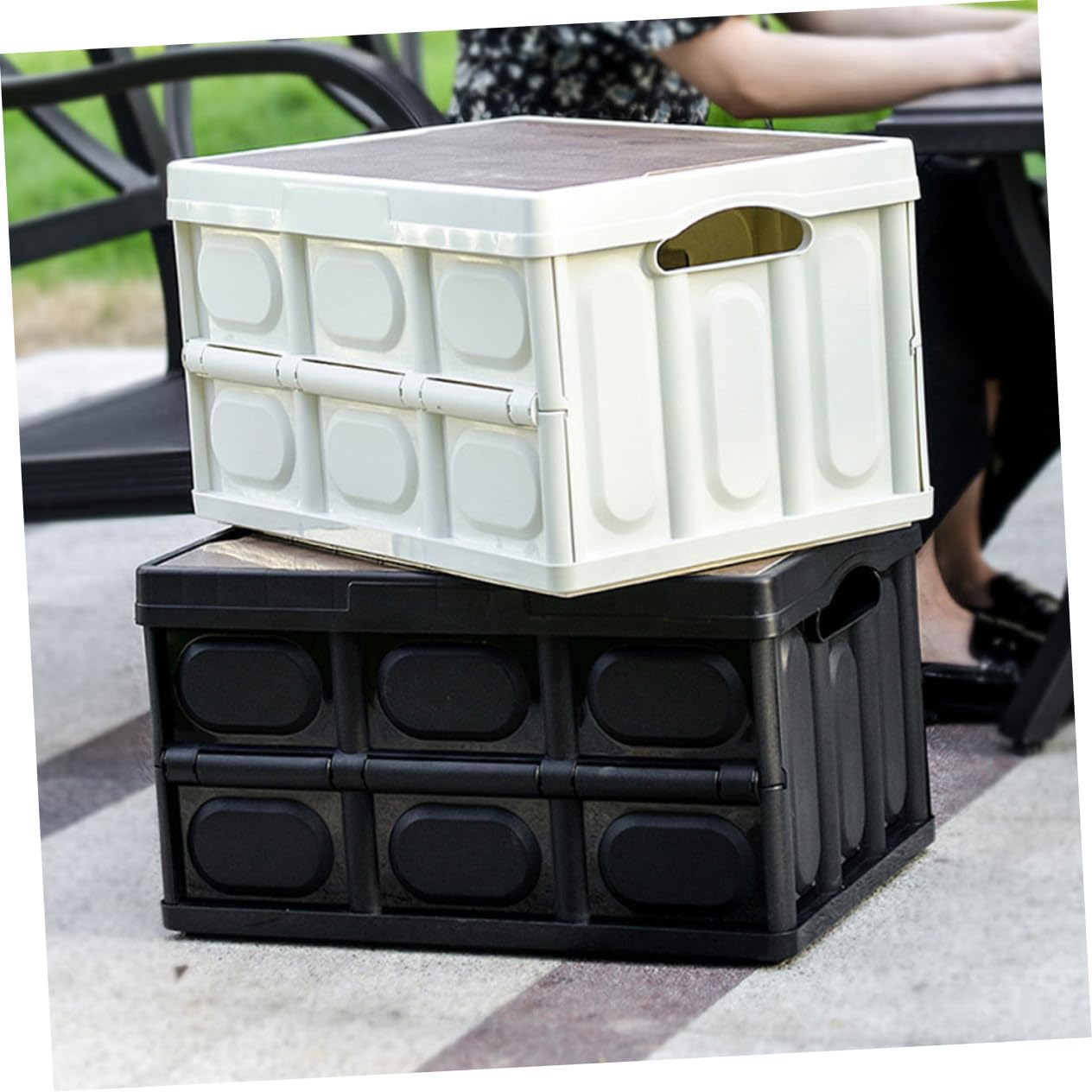 SHINEOFI Faltbare Aufbewahrungsbox mit Deckel Klein Kunststoff Organizer für Kleidung Bettwäsche Schlafzimmer Aufbewahrungskorb Robust und Platzsparend