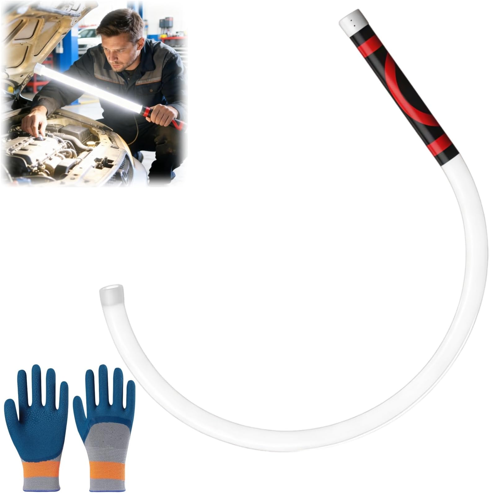 Flexible LED Light Stick, 27" Rechargeable Flashlight with High Lumen & 3 Brightness Modes, Work Light for Car Repairs, Mechanical Inspection in Tight Spaces