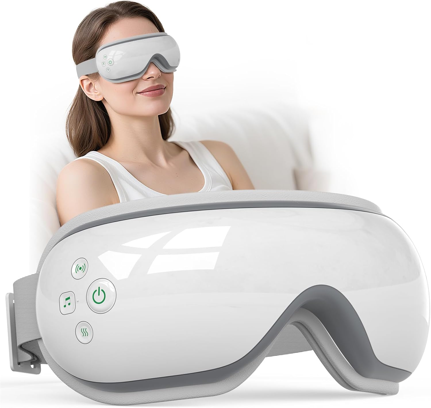 Eye Massager with Heat, 30dB Ultra-Quiet Eye Massager for Migraines, Bluetooth Music Sleep Eye Mask, Birthday Gifts for Women/Men, Eye Strain Relief & Reduce Stye Eye