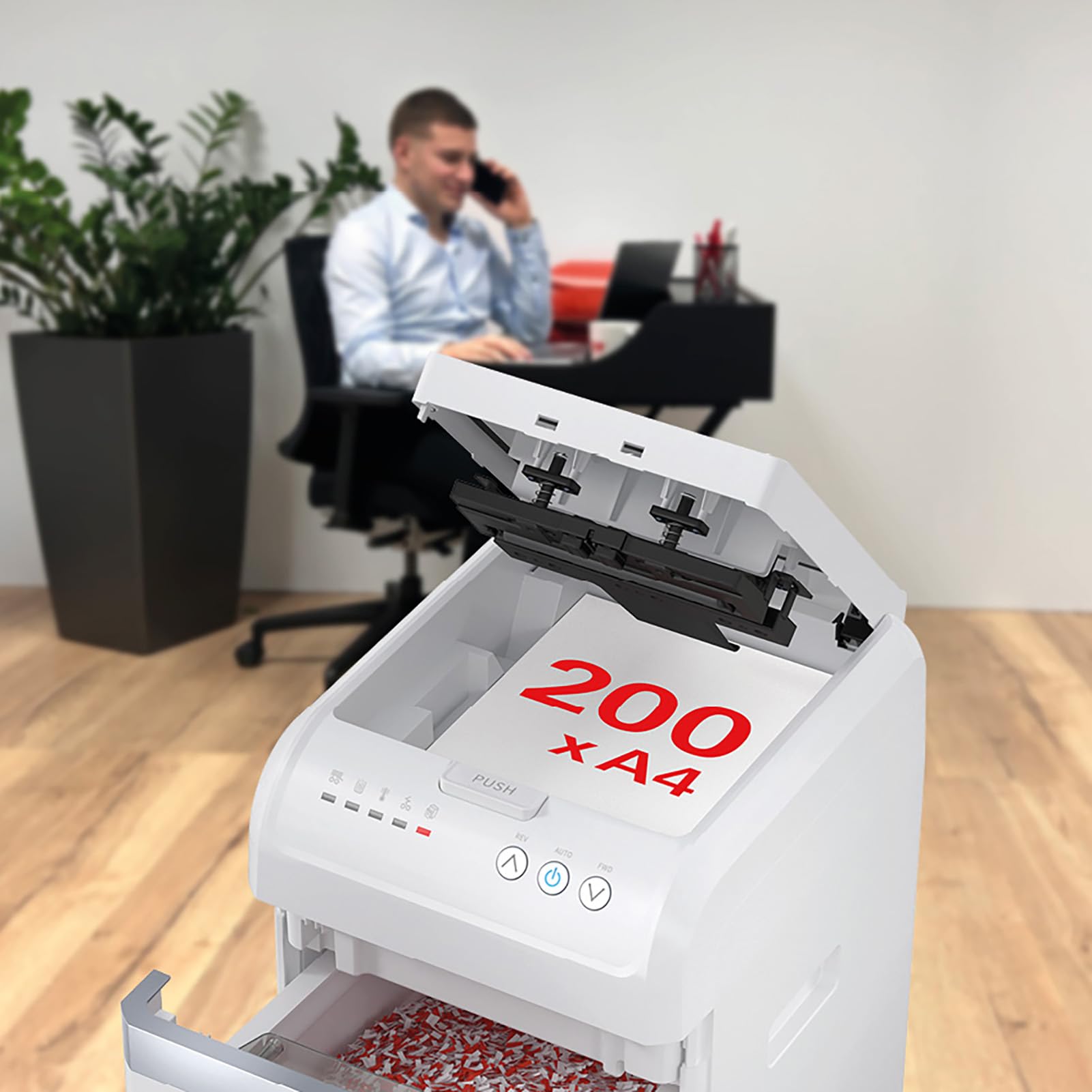 Niszczarka do dokumentów HSM shredstar Autofeed X200 | Poziom bezpieczeństwa P-4 I Niszczarka do papieru, kart kredytowych
