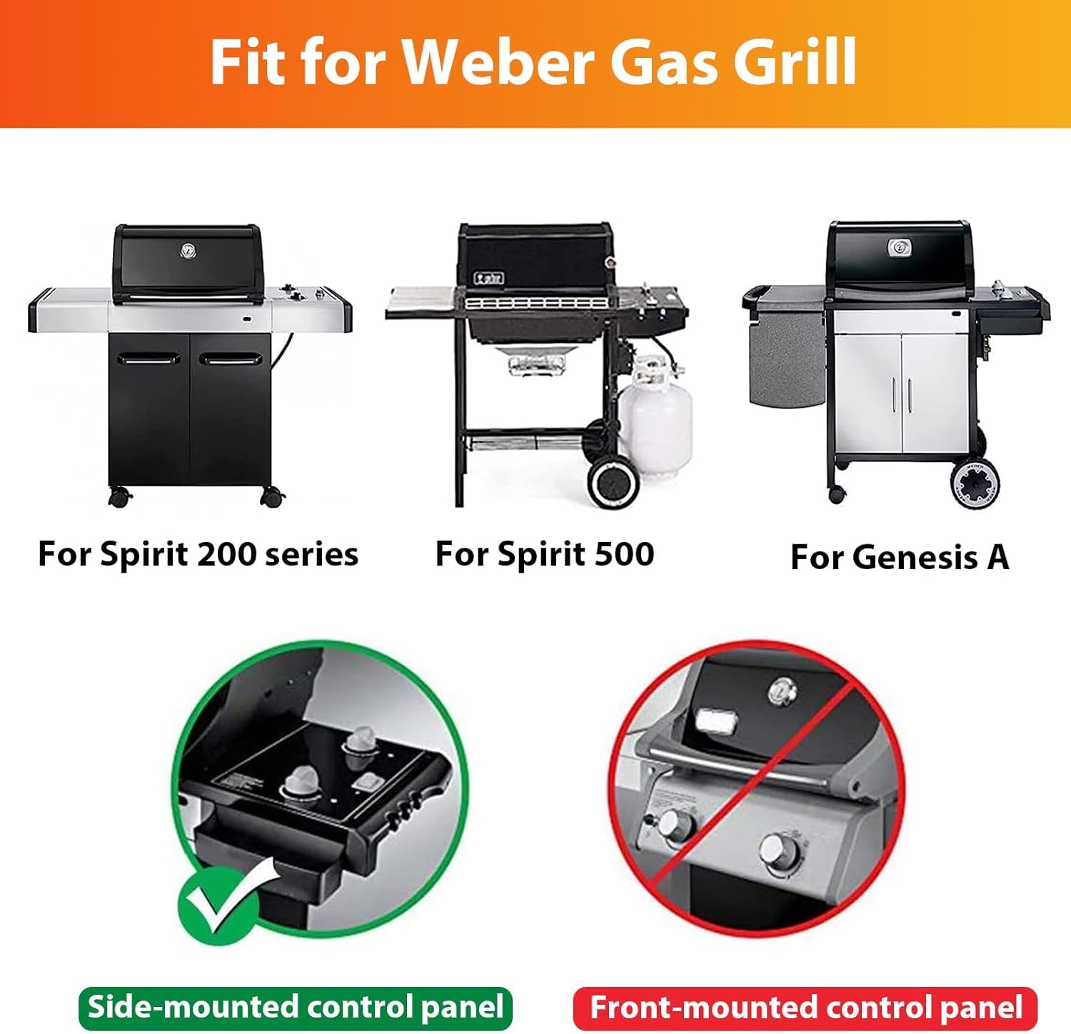 GRISUN 38cm x 28.6cm Grillroste für Weber Spirit 200 Serie mit Seitenbedienfeld, für Spirit E210, für Genesis Silver A, Spirit 500, Gusseiserne Grillroste für Weber 7522, 7523, 7521, 65904, 65905