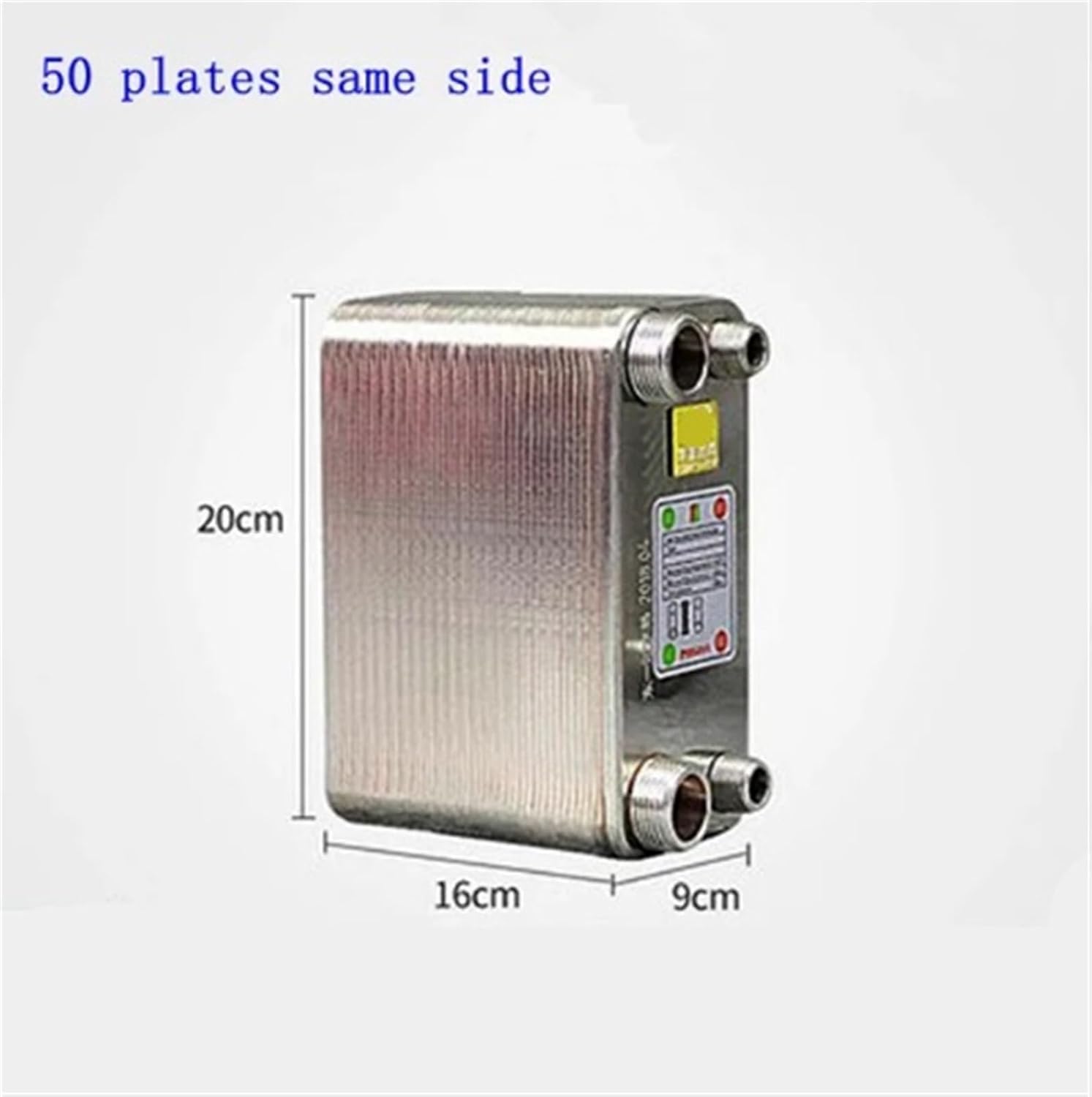 24/32/38 Plates Heat Exchanger Beer Wort Chiller Cooler 304 Stainless Steel 1/2"BSPX1" BSP For Home hot water(50 Same Side)