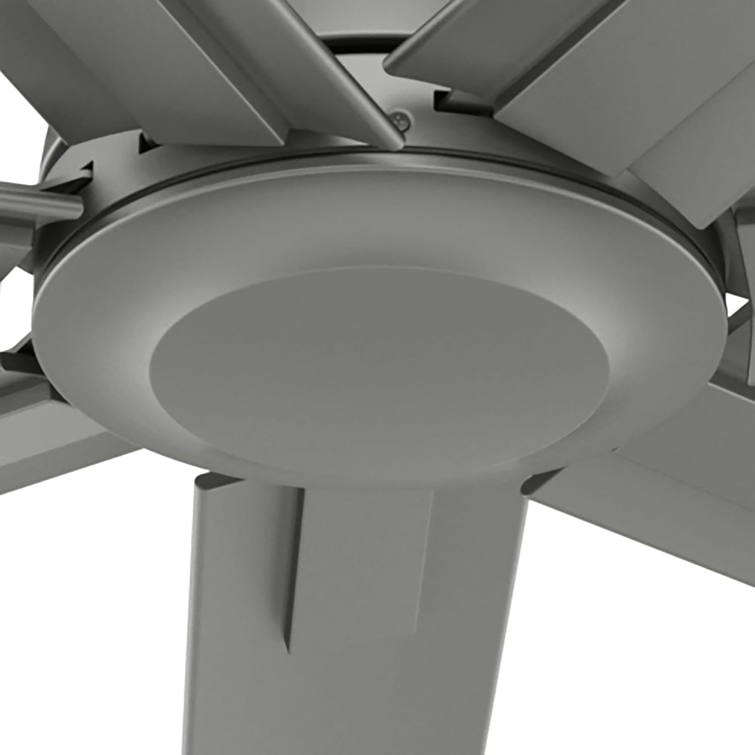 Hunter 72 inch Outdoor or Indoor Ceiling Fan without Light - Ceiling Fan with Wall Control, For Patio, Garage, or Porch, Quiet, Standard Mount, 7 Blades - Downtown 51591, Matte Silver