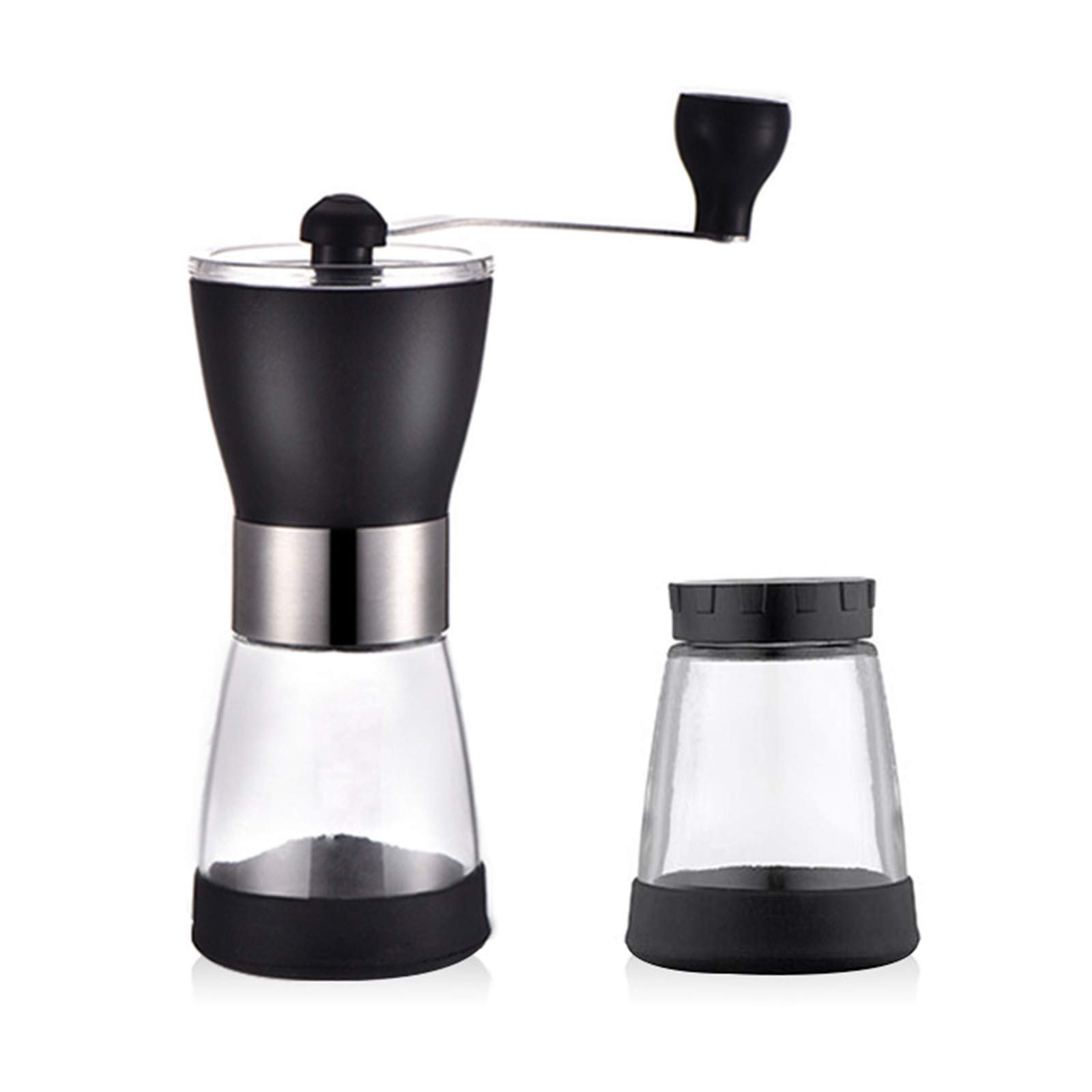 Molinillo De Café De Cerámica Manual Molinillo De Café Ajustable De Vidrio De Acero Inoxidable Con Tanque De Almacenamiento Herramientas De Cocina Fáciles De Limpiar 16.6x7.8x7cm