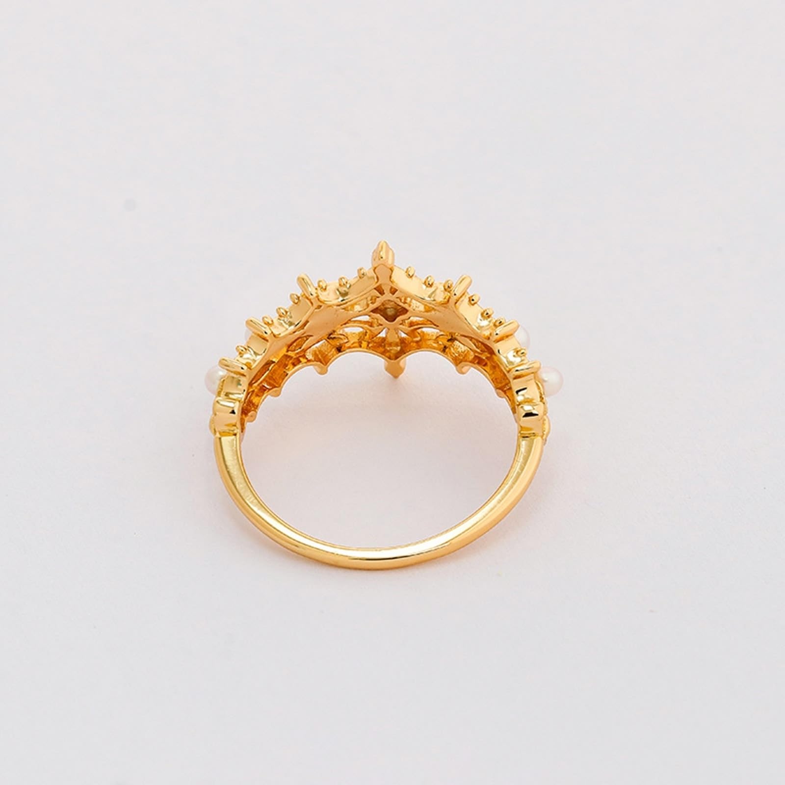 Anillo de boda de oro amarillo Au 375/585/750 con perla, forma clásica retro
