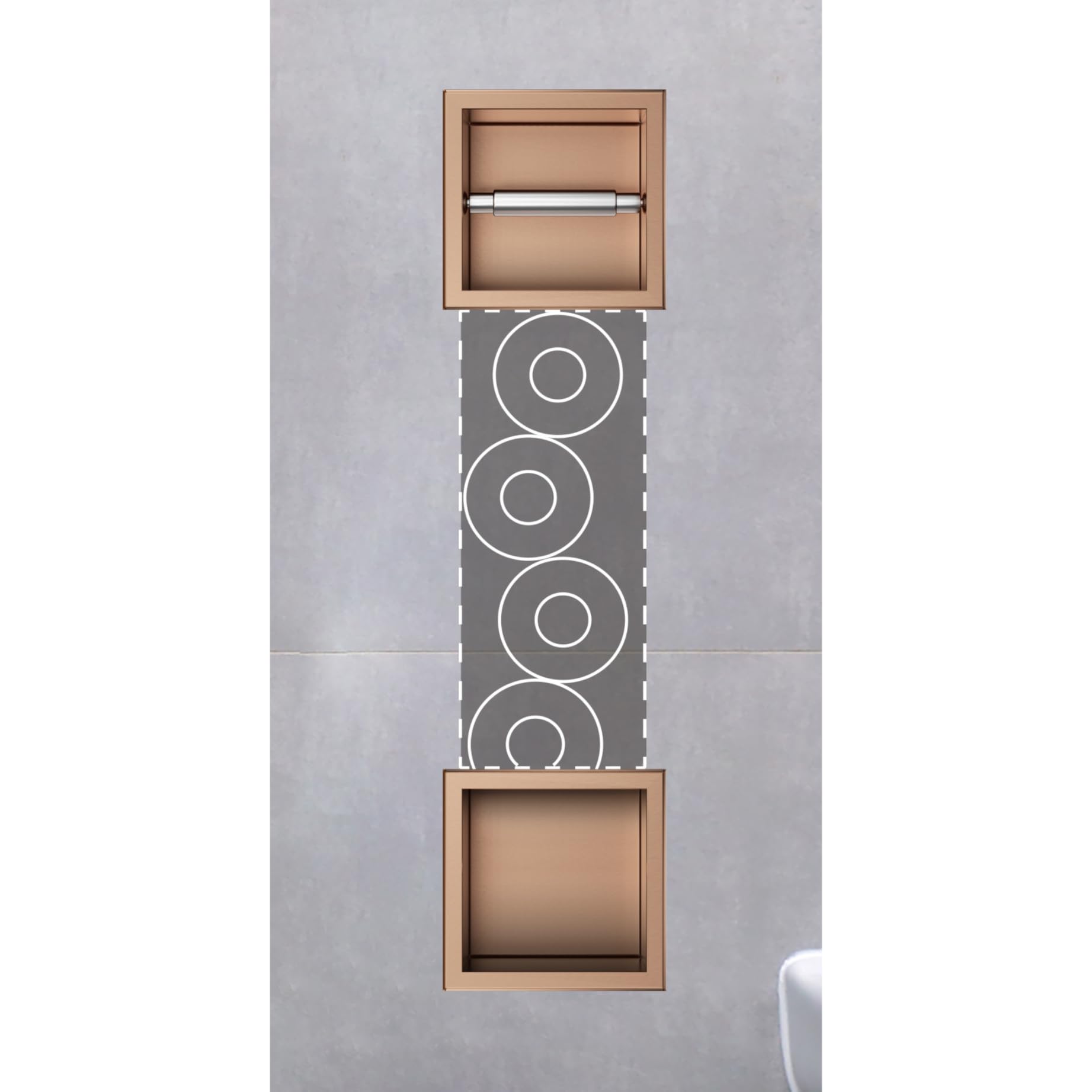 Portarrollos de Papel higiénico con 6 Rollos de Cobre Acero Inoxidable 74 x 20,8 x 14,75 cm para Wall-Box Papel 2 Copper