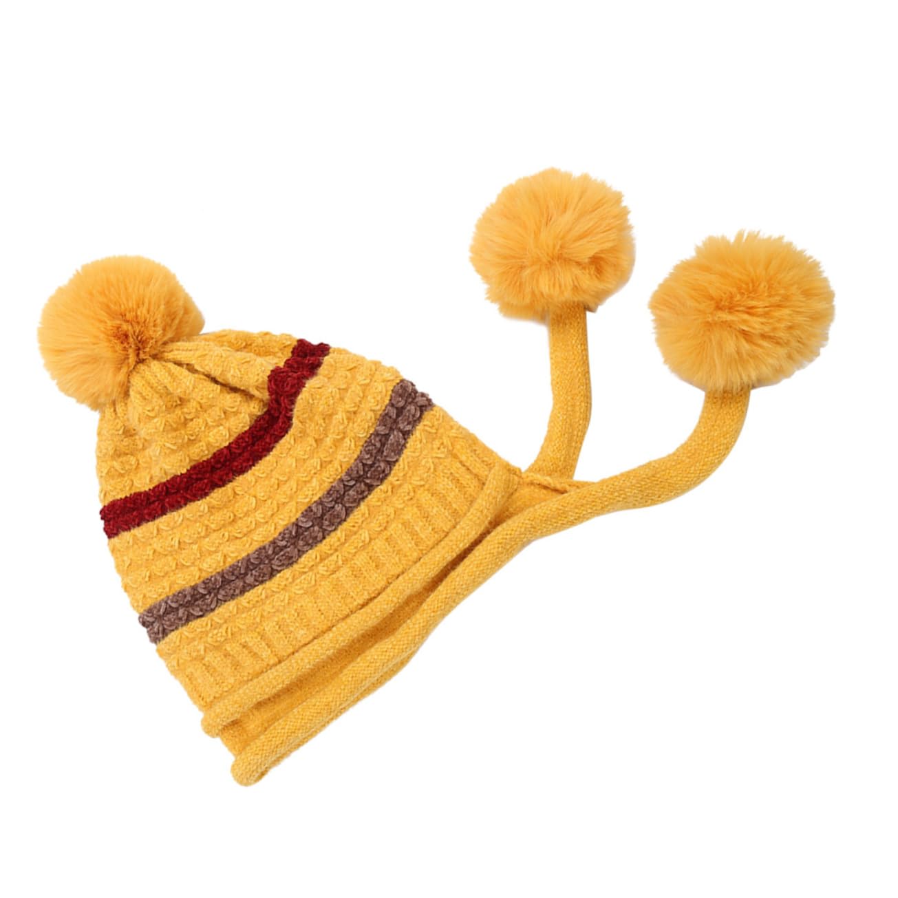 SHERCHPRY 2piezas Gorro De Lana para Mujer Pompones Sombrero Cálido para Esquiar y Actividades Al Aire Diseño Ligero y Elástico Color Amarillo