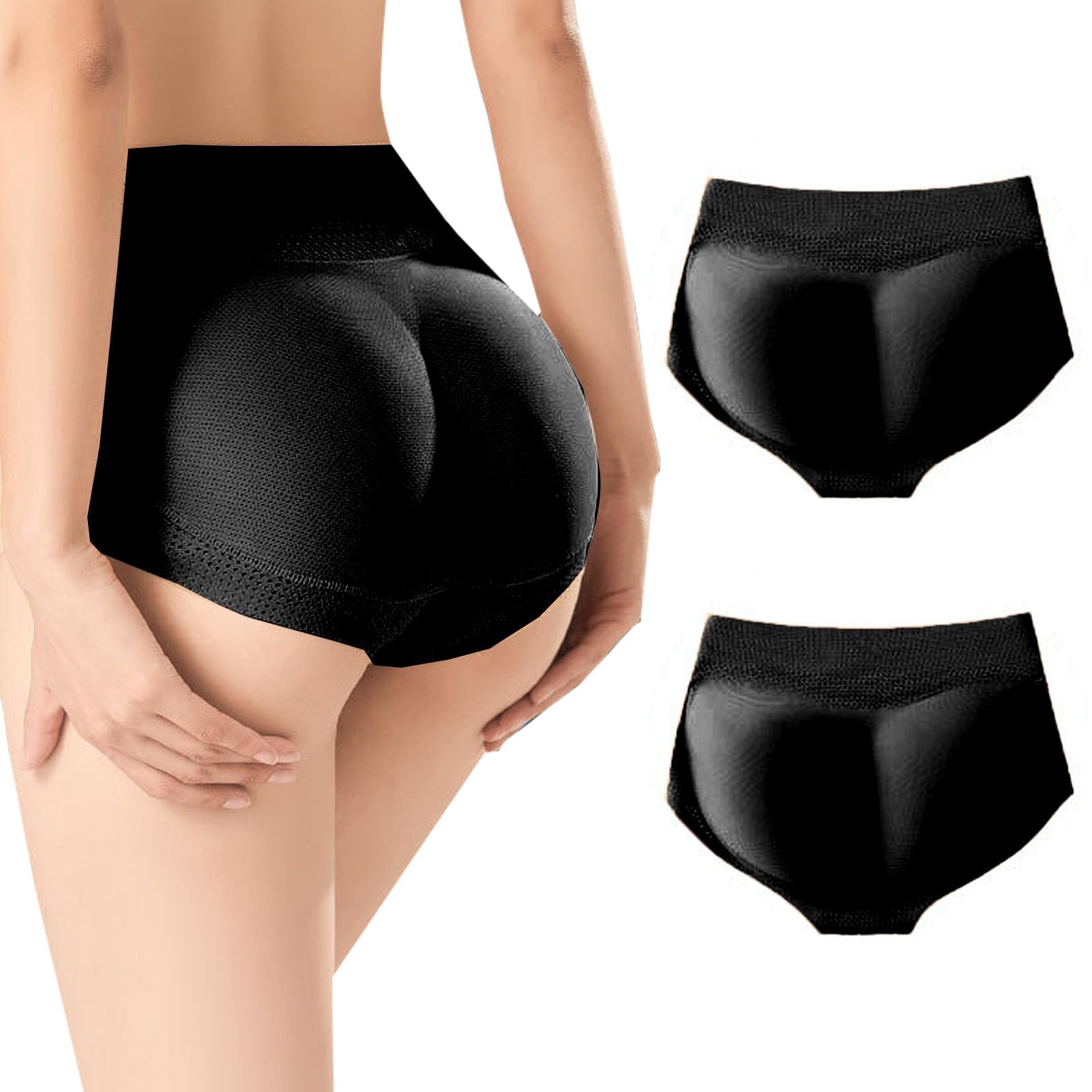 CuLtp Women Butt Lifter Padded Panties, Seamless Hip Enhancer Briefs Booty Shapewear, Fake Buttock Body Shaper Hip Enhancer-Black||M