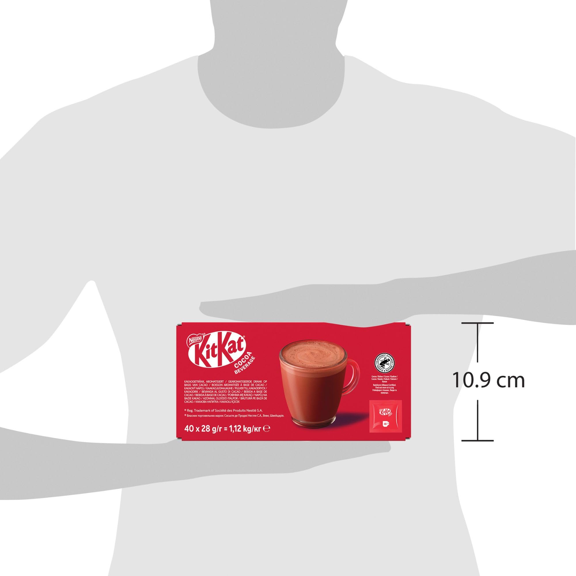 KITKAT Boisson Cacaotée Goût Gaufrettes - 40 Sachets Solubles - Pour Préparer un Chocolat Chaud Instantané - A Mélanger avec de l'Eau - Cacao Certifié Rainforest Alliance - 40 Sticks de 28g